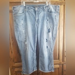 Women's plus size 24W Silver Frances Crop Distressed Jeans ❤👖❤👖
